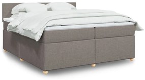 Κρεβάτι Boxspring με Στρώμα Taupe 200x200 εκ. Υφασμάτινο