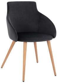 Armchair Ivy Velvet Black with metallic legs  53x55x79cm