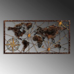 Decorative Metal Wall Accessory World Map Large - 1 Multicolor