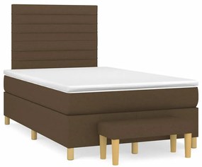 vidaXL Κρεβάτι Boxspring με Στρώμα Σκούρο Καφέ 120x190 εκ Υφασμάτινο