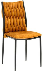 Καρέκλα Romany 101-000070 42x46x89cm Gold-Black Βελούδο, Μέταλλο