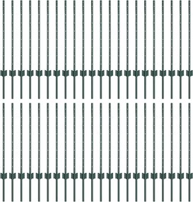 vidaXL Στύλος Περιφράξεων 44 pcs Πράσινο 120 cm Ατσάλι
