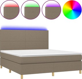 vidaXL Κρεβάτι Boxspring με Στρώμα &amp; LED Taupe 160x200 εκ. Υφασμάτινο