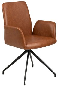 Καρέκλα Oakland 353, Μαύρο, Καφέ, 88x59x59cm, 8 kg, Οικολογικό δέρμα, Μεταλλικά, Μπράτσα | Epipla1.gr