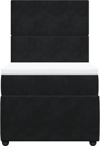 vidaXL Κρεβάτι Boxspring με Στρώμα Μαύρο 90x190 εκ. Βελούδινο