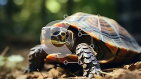 Intra Συλλεκτικό Ξύλινο Παζλ Plywood  4mm - Red-Eared Slider Χελώνα που περπατά σε φυσικό περιβάλλον Σε Ξύλινο Κουτί - Διαστάσεις: 10x10 cm – 25 κομμάτια
