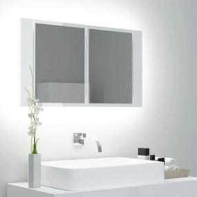 vidaXL Καθρέφτης Μπάνιου με LED Γυαλιστερό Λευκό 80 x 12 x 45 εκ.