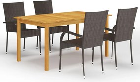 vidaXL Σετ Τραπεζαρίας Κήπου 5 Τεμαχίων Καφέ