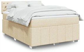 vidaXL Κρεβάτι Boxspring με Στρώμα Κρεμ 140x200 εκ. Υφασμάτινο