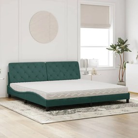 vidaXL Κρεβάτι με Στρώμα Σκούρο Πράσινο 200x200εκ. Βελούδινο