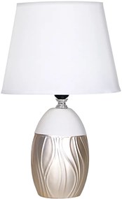 POWERTECH επιτραπέζιο φωτιστικό HLL-0137, E27 κεραμική βάση, λευκό/χρυσό