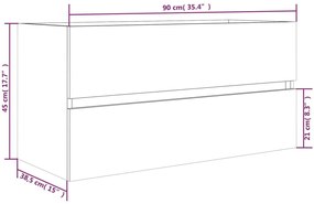 Ντουλάπι Νιπτήρα Γκρι Sonoma 90x38,5x45 εκ. Επεξεργασμένο Ξύλο - Γκρι