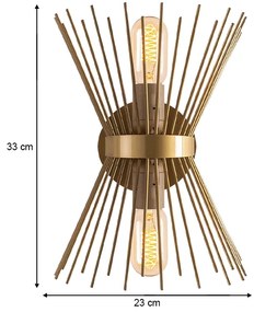 Απλίκα τοίχου Kirpi Megapap E27 μεταλλική χρώμα χρυσό 23x5x33εκ.