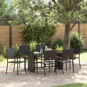 vidaXL Σέτ φαγητού για κήπο 7 pcs Μαύρο 190 x 80 x 75 εκ.