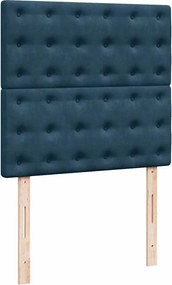 vidaXL Κρεβάτι Boxspring με Στρώμα Σκούρο Μπλε 100x200 εκ. Βελούδινο