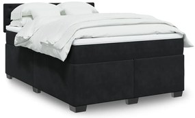 vidaXL Κρεβάτι Boxspring με Στρώμα Μαύρο 140x200 εκ. Βελούδινο