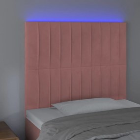 Κεφαλάρι Κρεβατιού LED Ροζ 80x5x118/128 εκ. Βελούδινο 3122697