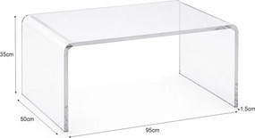 Τραπεζάκι σαλονιού Nextdeco ακρυλικό διάφανο Υ35x95x50εκ.