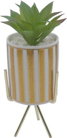 Τεχνητό Φυτό σε Κεραμικό Γλαστράκι και Χρυσή Βάση 8x24cm - Χρυσό