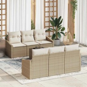 vidaXL Σετ Καναπέ Κήπου με μαξιλάρι 7 pcs Μπεζ, Κρέμα 55 x 55 x 37 εκ