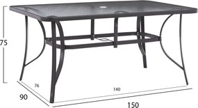 ΣΕΤ ΤΡΑΠΕΖΑΡΙΑΣ 7 ΤΜΧ ΤΡΑΠΕΖΙ ΓΚΡΙ 150X90 ΚΑΙ ΠΟΛΥΘΡΟΝΑ TEXTLINE ΓΚΡΙ HM11532.01