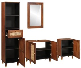 vidaXL Έπιπλα μπάνιου με συρτάρι Επιτοίχιο 4 pcs 38 x 33 x 160 εκ.