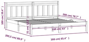 ΠΛΑΙΣΙΟ ΚΡΕΒΑΤΙΟΥ 160 X 200 ΕΚ. ΑΠΟ ΜΑΣΙΦ ΞΥΛΟ ΠΕΥΚΟΥ 3100599