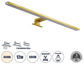 Απλίκα Καθρέπτη Μπάνιου LED 12W 1400 lm NINA Globostar-60421-Χρυσό 60421