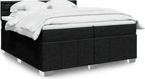 vidaXL Κρεβάτι Boxspring με Στρώμα Μαύρο 200x200 εκ. Υφασμάτινο