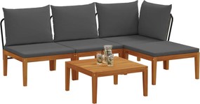 vidaXL 5 τμχ. Σετ Lounge Κήπου με Μαξιλάρια Φυσικό