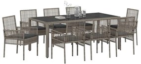 vidaXL Σέτ φαγητού για κήπο 9 pcs Γκρι συνθετικό ρατάν