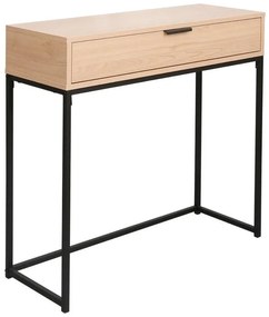 Κονσόλα Joumpa με συρτάρι σε φυσική απόχρωση με μαύρο μέταλλο 80x28x76.5εκ 80x28x76.5 εκ.