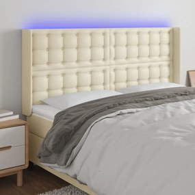 vidaXL Κεφαλάρι Κρεβατιού LED Κρεμ 163x16x118/128 εκ. Συνθετ. Δέρμα