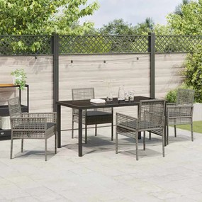 vidaXL Σέτ φαγητού για κήπο 5 pcs Γκρι συνθετικό ρατάν