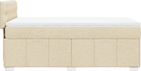 vidaXL Κρεβάτι Boxspring με Στρώμα Κρεμ 90x190 εκ.Υφασμάτινο