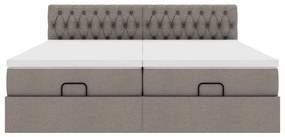 vidaXL Οθωμανικό κρεβάτι με στρώματα Taupe 160x200cm ύφασμα