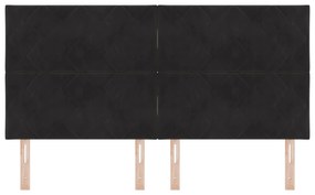 vidaXL LED Προσκέφαλο Σχέδιο με Διαμαντάκια Μαύρο 180 cm Βελούδο