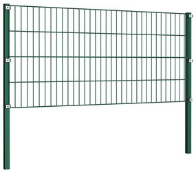 vidaXL Πάνελ Περίφραξης με Στύλους Σιδερένιο Πράσινο 522 x 80 εκ.