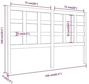 Κεφαλάρι Κρεβατιού Μαύρο 156 x 4 x 100 εκ. Μασίφ Ξύλο Πεύκου - Μαύρο