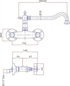 Μπαταρία κουζίνας Bugnatese Princeton 852-Μπρονζέ