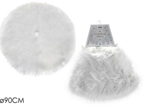 Χριστουγεννιάτικη Βάση Δέντρου Συνθετική Γούνα Λευκό Φ90cm