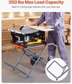 VEVOR Portable Table Saw Stand with Wheels 350lbs Load Capacity Rolling Foldable