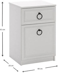 Κομοδίνο Hampton Megapap χρώμα λευκό 40x38x63εκ.