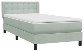 Κρεβάτι Boxspring με Στρώμα Ανοιχτό Γκρι 80x210 εκ. Βελούδινο - Γκρι