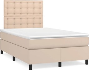 vidaXL Κρεβάτι Boxspring με Στρώμα Καπουτσίνο 120x190εκ.από Συνθ.Δέρμα