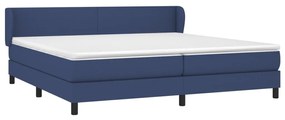 Κρεβάτι Boxspring με Στρώμα Μπλε 200x200 εκ. Υφασμάτινο 3126115
