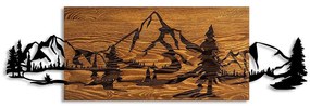 Διακοσμητικό Τοίχου Mountain Range 899SKL2611 93x29cm Walnut-Black Wallity Μέταλλο,Ξύλο