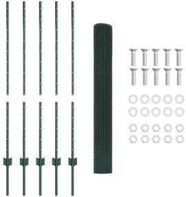 vidaXL Φράχτης  με 5 πόλους Πράσινος 1.2x10 μ Ατσάλι