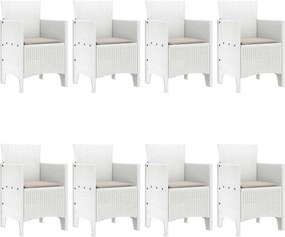 vidaXL Σέτ φαγητού για κήπο 9 pcs Λευκό Πολυπροπυλένιο