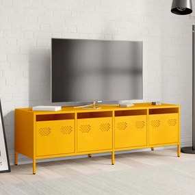 Έπιπλο Τηλεόρασης Μουσταρδί 135x39x43,5 εκ Ατσάλι Ψυχρής Έλασης - Κίτρινο